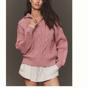 Varey didi relaxed cable-knit half zip sweater NWT